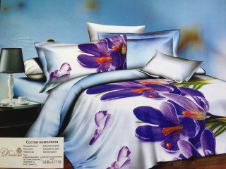 Фотография комплекта постельного белья из сатина 3d Нежные фиалки
